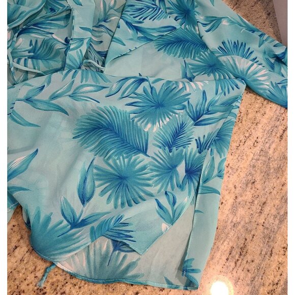 JW Treci 2 Piece Maxi Floral Dress Blazer Plus Size 18 Tie Front Tropical Beachy - Picture 14 of 16